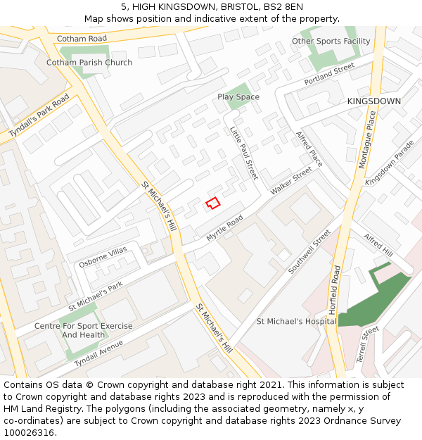 5, HIGH KINGSDOWN, BRISTOL, BS2 8EN: Location map and indicative extent of plot