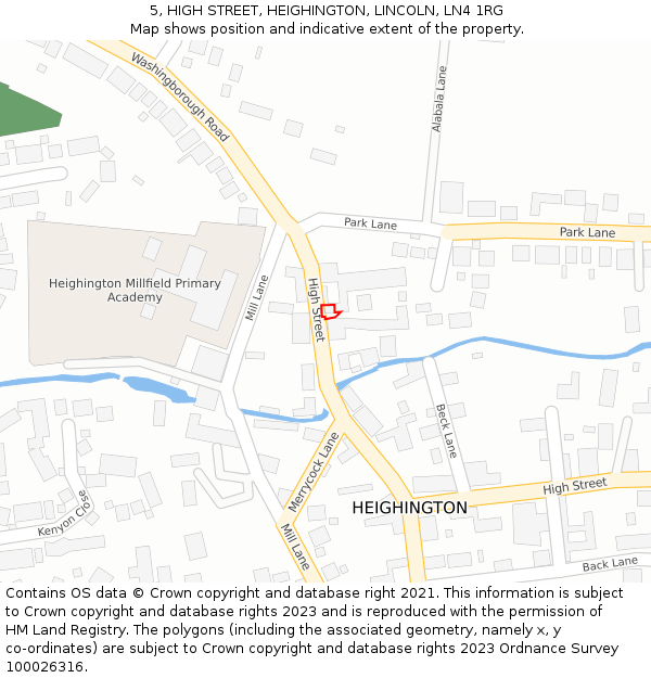 5, HIGH STREET, HEIGHINGTON, LINCOLN, LN4 1RG: Location map and indicative extent of plot