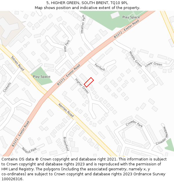 5, HIGHER GREEN, SOUTH BRENT, TQ10 9PL: Location map and indicative extent of plot