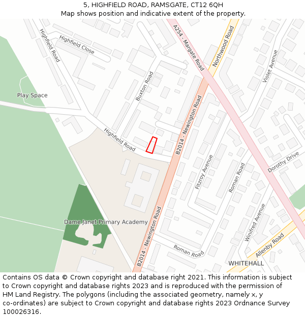 5, HIGHFIELD ROAD, RAMSGATE, CT12 6QH: Location map and indicative extent of plot