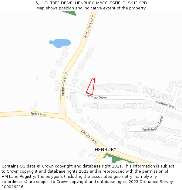 5, HIGHTREE DRIVE, HENBURY, MACCLESFIELD, SK11 9PD: Location map and indicative extent of plot
