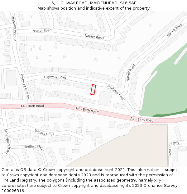 5, HIGHWAY ROAD, MAIDENHEAD, SL6 5AE: Location map and indicative extent of plot