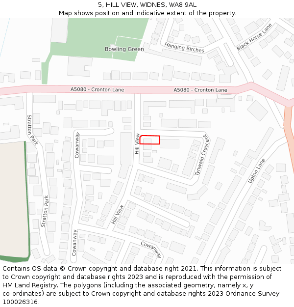 5, HILL VIEW, WIDNES, WA8 9AL: Location map and indicative extent of plot