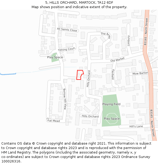 5, HILLS ORCHARD, MARTOCK, TA12 6DF: Location map and indicative extent of plot