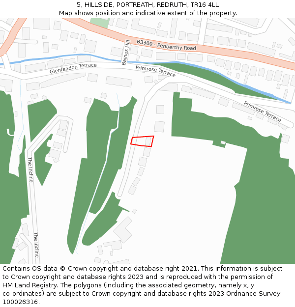 5, HILLSIDE, PORTREATH, REDRUTH, TR16 4LL: Location map and indicative extent of plot