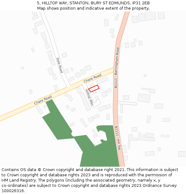 5, HILLTOP WAY, STANTON, BURY ST EDMUNDS, IP31 2EB: Location map and indicative extent of plot