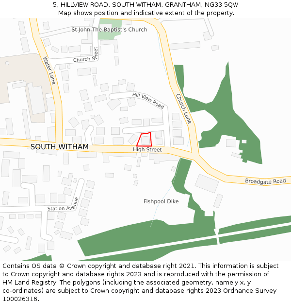 5, HILLVIEW ROAD, SOUTH WITHAM, GRANTHAM, NG33 5QW: Location map and indicative extent of plot