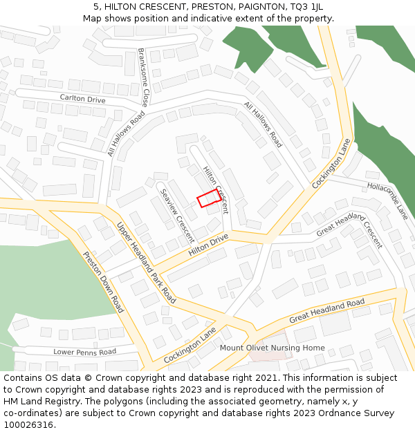 5, HILTON CRESCENT, PRESTON, PAIGNTON, TQ3 1JL: Location map and indicative extent of plot