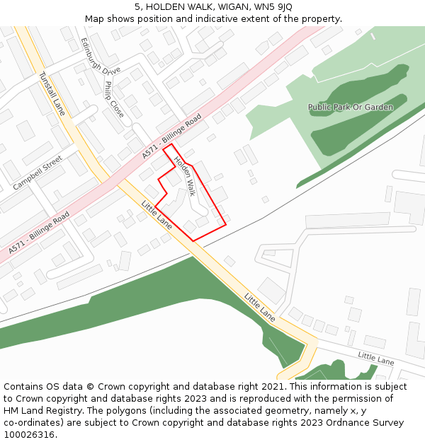 5, HOLDEN WALK, WIGAN, WN5 9JQ: Location map and indicative extent of plot