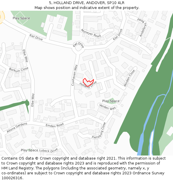 5, HOLLAND DRIVE, ANDOVER, SP10 4LR: Location map and indicative extent of plot