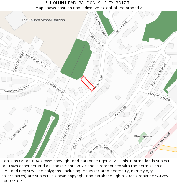 5, HOLLIN HEAD, BAILDON, SHIPLEY, BD17 7LJ: Location map and indicative extent of plot