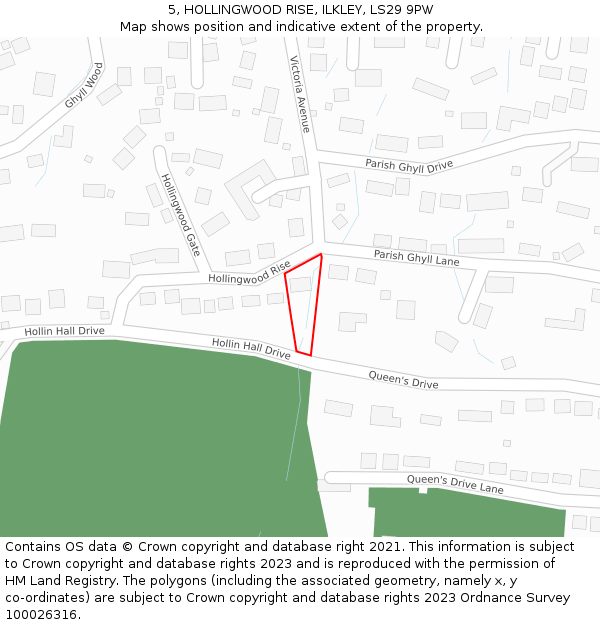 5, HOLLINGWOOD RISE, ILKLEY, LS29 9PW: Location map and indicative extent of plot