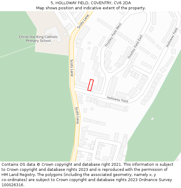 5, HOLLOWAY FIELD, COVENTRY, CV6 2DA: Location map and indicative extent of plot