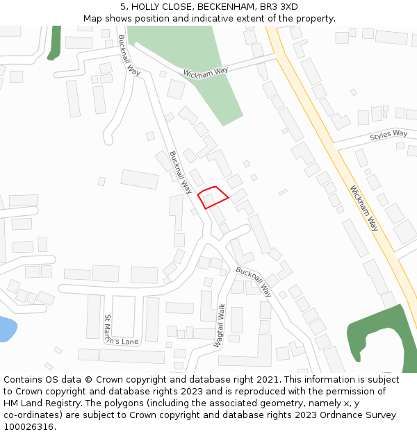 5, HOLLY CLOSE, BECKENHAM, BR3 3XD: Location map and indicative extent of plot