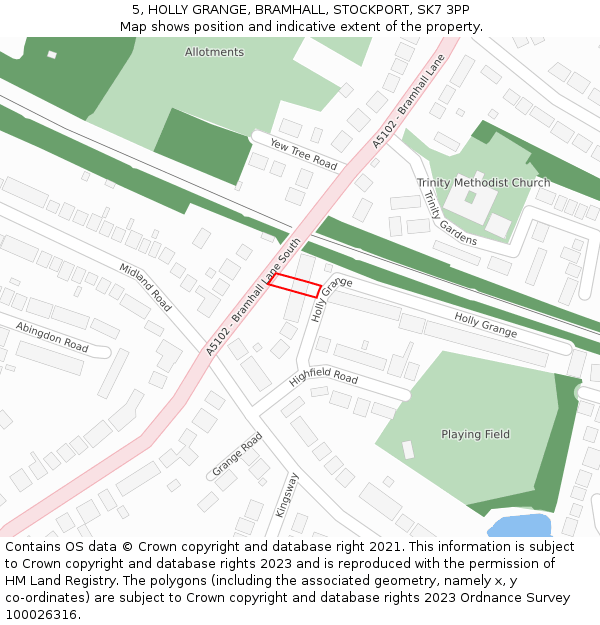 5, HOLLY GRANGE, BRAMHALL, STOCKPORT, SK7 3PP: Location map and indicative extent of plot