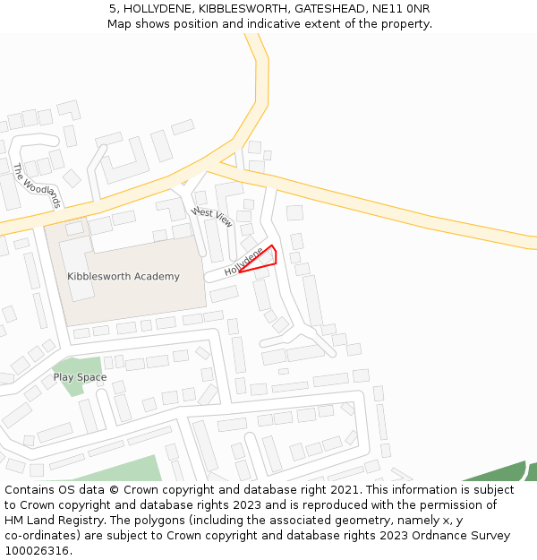 5, HOLLYDENE, KIBBLESWORTH, GATESHEAD, NE11 0NR: Location map and indicative extent of plot