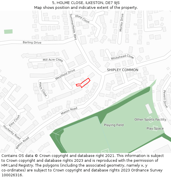 5, HOLME CLOSE, ILKESTON, DE7 9JS: Location map and indicative extent of plot