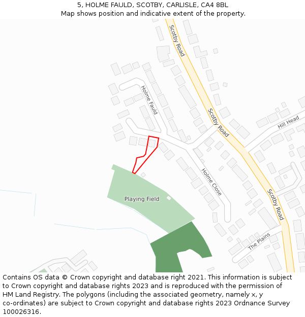 5, HOLME FAULD, SCOTBY, CARLISLE, CA4 8BL: Location map and indicative extent of plot