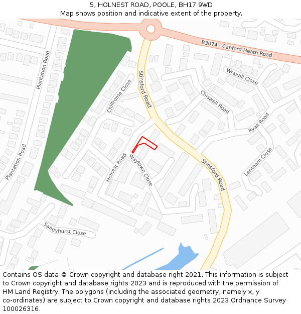 5, HOLNEST ROAD, POOLE, BH17 9WD: Location map and indicative extent of plot