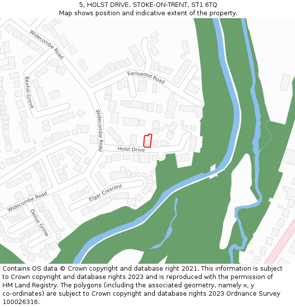 5, HOLST DRIVE, STOKE-ON-TRENT, ST1 6TQ: Location map and indicative extent of plot