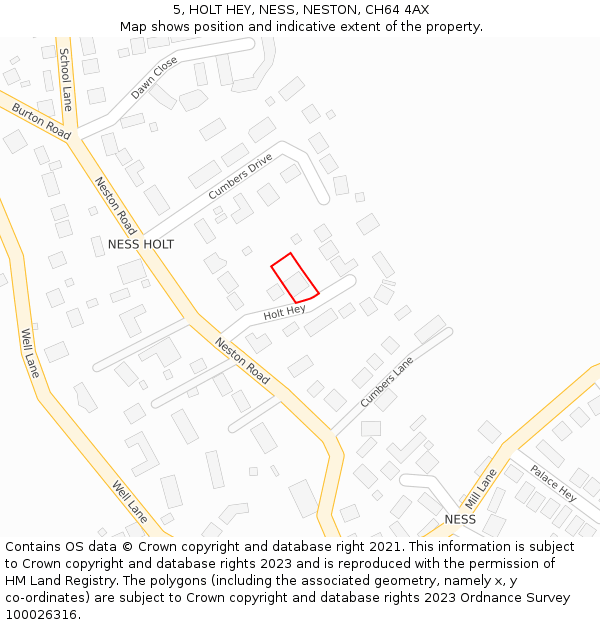 5, HOLT HEY, NESS, NESTON, CH64 4AX: Location map and indicative extent of plot