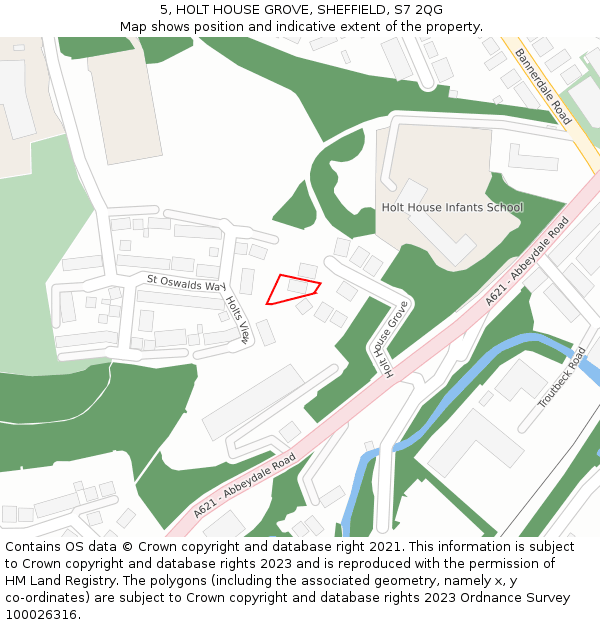 5, HOLT HOUSE GROVE, SHEFFIELD, S7 2QG: Location map and indicative extent of plot