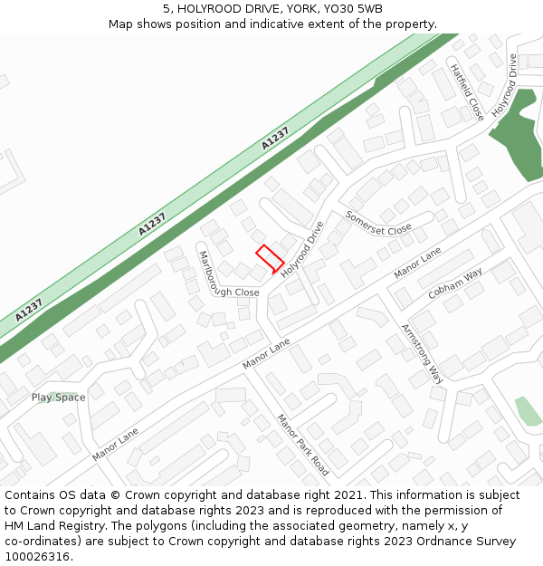 5, HOLYROOD DRIVE, YORK, YO30 5WB: Location map and indicative extent of plot