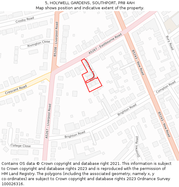 5, HOLYWELL GARDENS, SOUTHPORT, PR8 4AH: Location map and indicative extent of plot