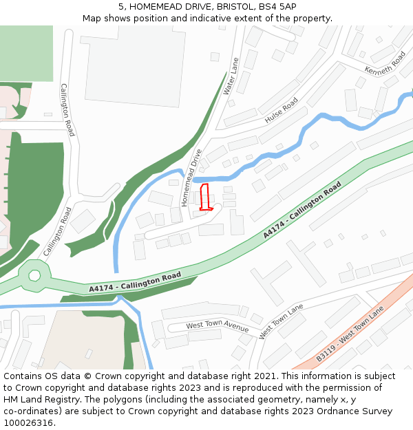 5, HOMEMEAD DRIVE, BRISTOL, BS4 5AP: Location map and indicative extent of plot