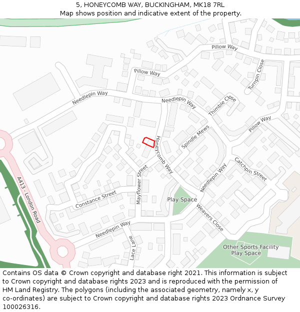 5, HONEYCOMB WAY, BUCKINGHAM, MK18 7RL: Location map and indicative extent of plot