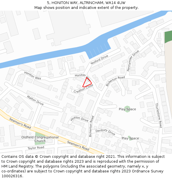 5, HONITON WAY, ALTRINCHAM, WA14 4UW: Location map and indicative extent of plot