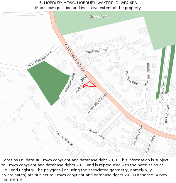 5, HORBURY MEWS, HORBURY, WAKEFIELD, WF4 6PA: Location map and indicative extent of plot