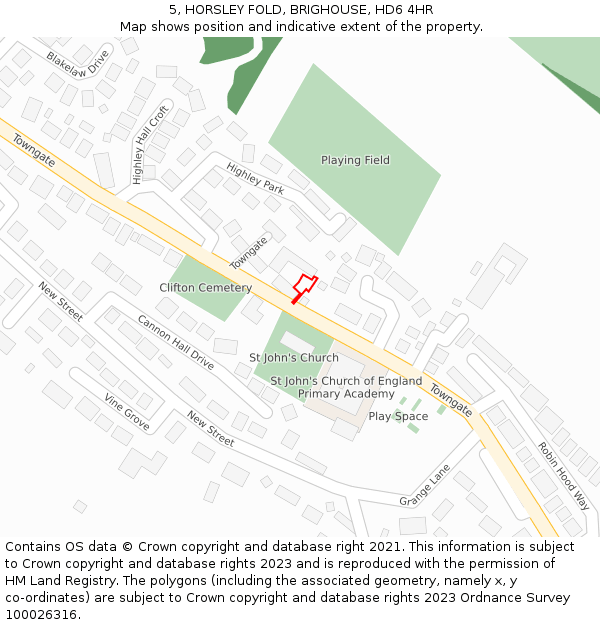 5, HORSLEY FOLD, BRIGHOUSE, HD6 4HR: Location map and indicative extent of plot