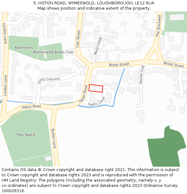 5, HOTON ROAD, WYMESWOLD, LOUGHBOROUGH, LE12 6UA: Location map and indicative extent of plot