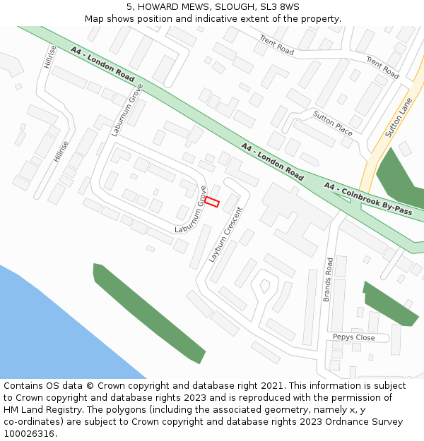 5, HOWARD MEWS, SLOUGH, SL3 8WS: Location map and indicative extent of plot