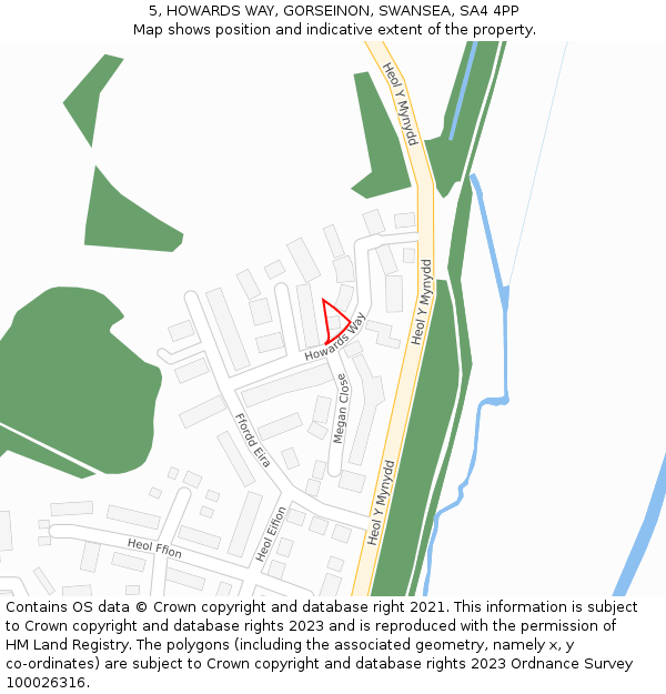 5, HOWARDS WAY, GORSEINON, SWANSEA, SA4 4PP: Location map and indicative extent of plot