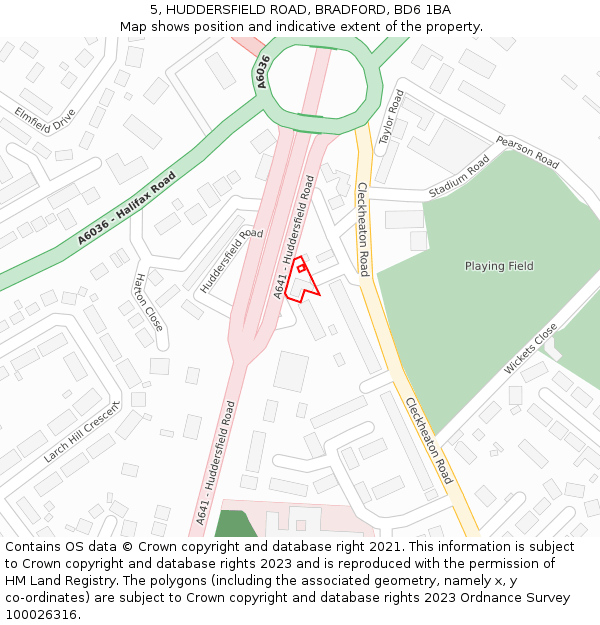 5, HUDDERSFIELD ROAD, BRADFORD, BD6 1BA: Location map and indicative extent of plot