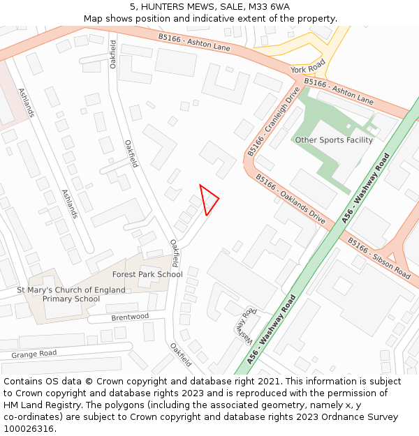 5, HUNTERS MEWS, SALE, M33 6WA: Location map and indicative extent of plot