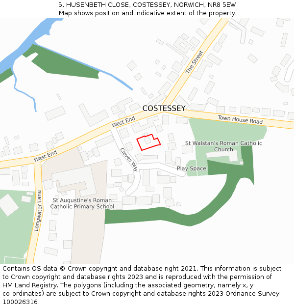 5, HUSENBETH CLOSE, COSTESSEY, NORWICH, NR8 5EW: Location map and indicative extent of plot