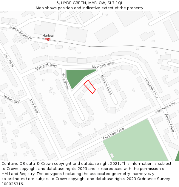 5, HYDE GREEN, MARLOW, SL7 1QL: Location map and indicative extent of plot