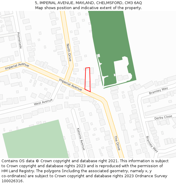 5, IMPERIAL AVENUE, MAYLAND, CHELMSFORD, CM3 6AQ: Location map and indicative extent of plot