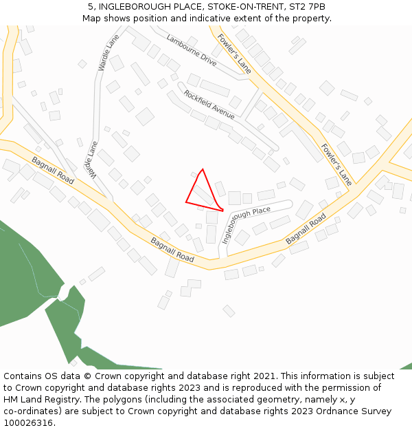 5, INGLEBOROUGH PLACE, STOKE-ON-TRENT, ST2 7PB: Location map and indicative extent of plot