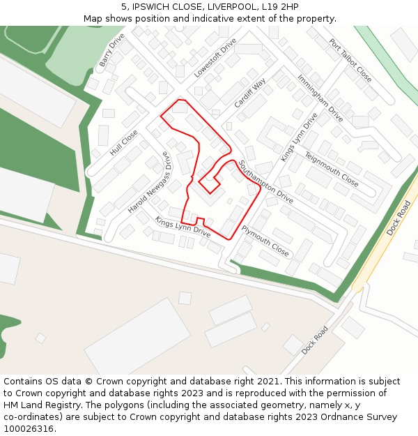 5, IPSWICH CLOSE, LIVERPOOL, L19 2HP: Location map and indicative extent of plot