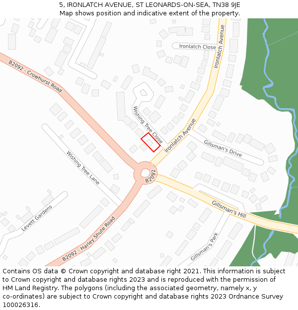 5, IRONLATCH AVENUE, ST LEONARDS-ON-SEA, TN38 9JE: Location map and indicative extent of plot