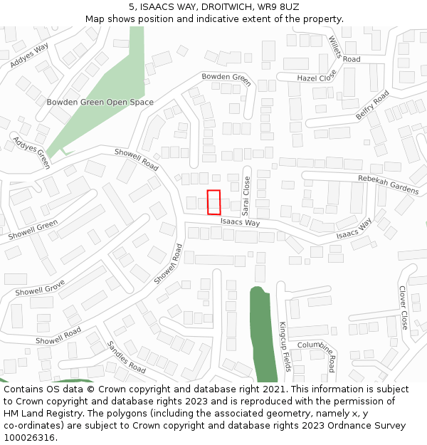 5, ISAACS WAY, DROITWICH, WR9 8UZ: Location map and indicative extent of plot