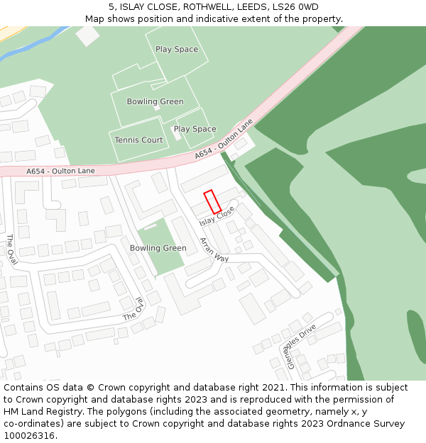 5, ISLAY CLOSE, ROTHWELL, LEEDS, LS26 0WD: Location map and indicative extent of plot
