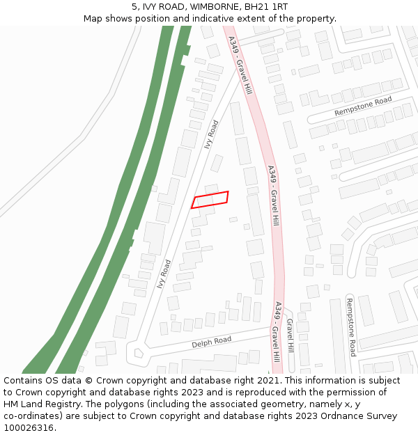 5, IVY ROAD, WIMBORNE, BH21 1RT: Location map and indicative extent of plot