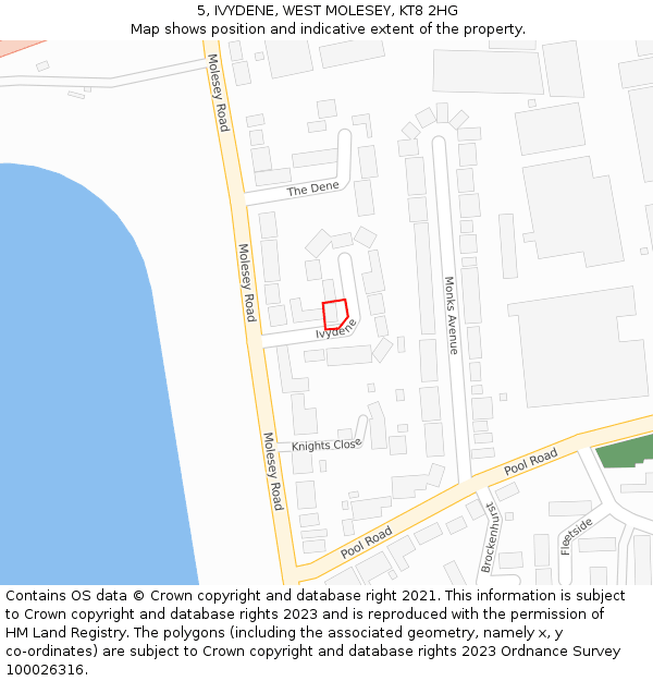 5, IVYDENE, WEST MOLESEY, KT8 2HG: Location map and indicative extent of plot