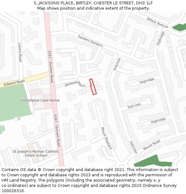 5, JACKSONS PLACE, BIRTLEY, CHESTER LE STREET, DH3 1LF: Location map and indicative extent of plot