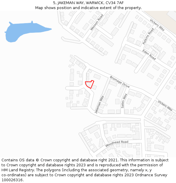 5, JAKEMAN WAY, WARWICK, CV34 7AF: Location map and indicative extent of plot
